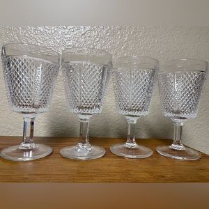 Fostoria DIAMOND POINT Crystal, 4 Wine/water Glasses